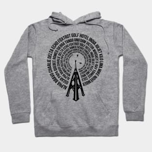 Spiral Phonetic Alphabet Code on Radio Tower Hoodie